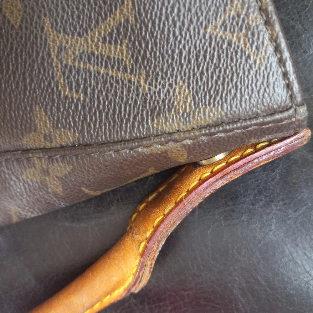 Louis Vuitton Brown Monogram Shoulder Bag with Tan Strap